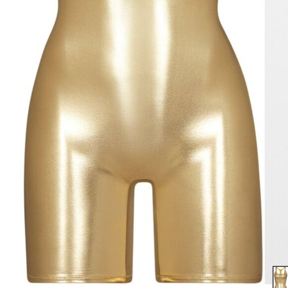 NWT SKIMS‎ Metallic Swim Romper Cycle Suit in Gold Size Small - Picture 5 of 5